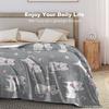 Cartoon White Cat Flannel Throw Blanket Pink Heart Bandana Kitten Print Soft Warm Blanket Kids Sofa Decor