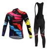 Riding Bicycle Jerseys Cycling Clothing Set Colorful Long Sleeve Black Bib Pants Bicycle Clothes Suit