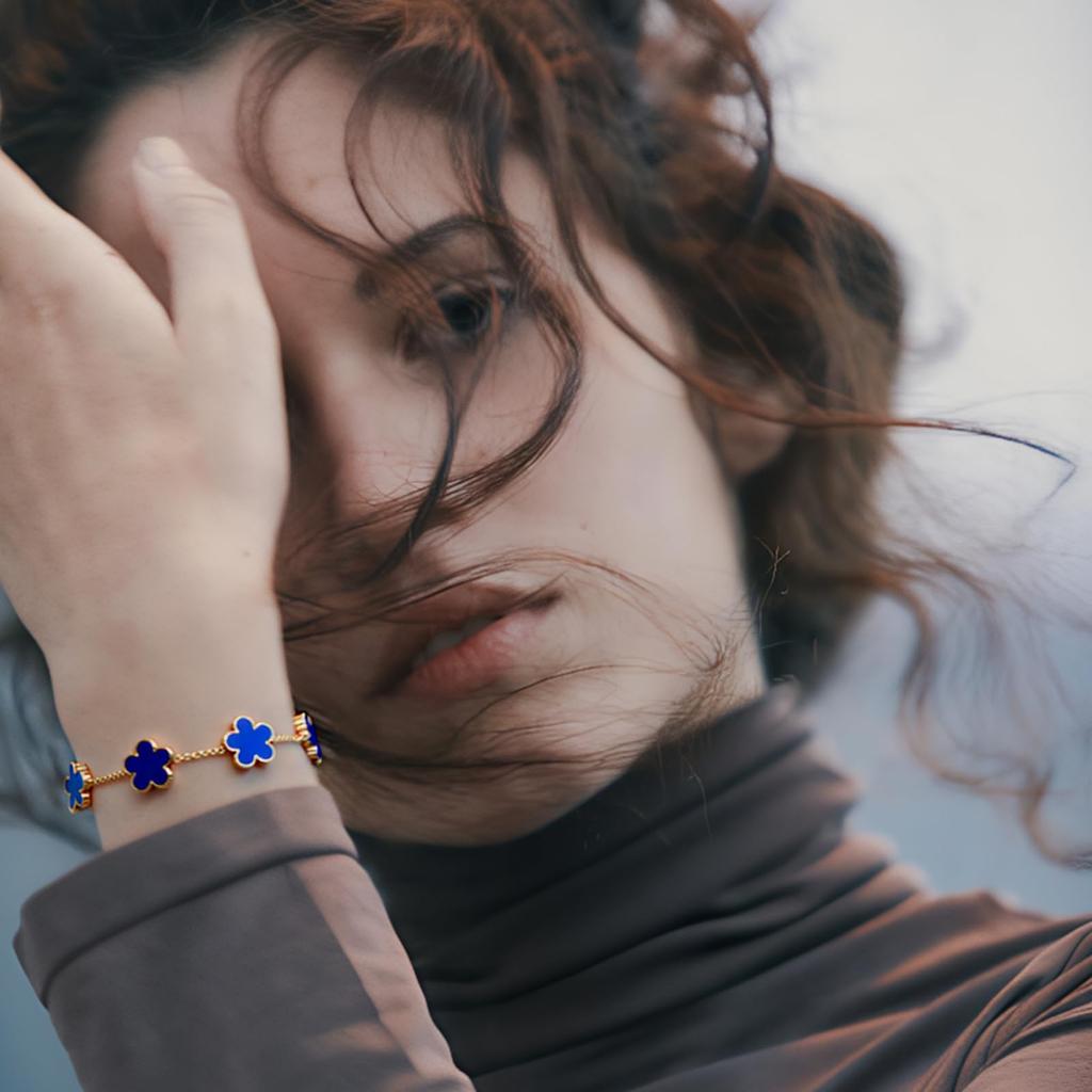 Fashion Flower Necklace Earrings Set Jewelry Women Stainless Steel White Shell Clover Bracelet Jewelry Accessories