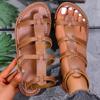 Модные ретро женские сандалии на плоской подошве, повседневные римские сандалии с вырезами, женские 2025, новая роскошная нескользящая подошва, обувь для женщин, Sandalias De Mujer