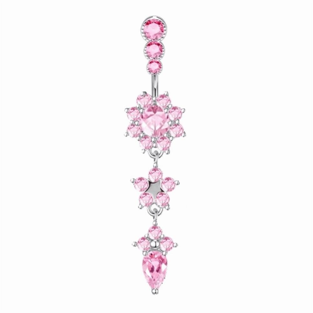 Copper Zircon Belly Button Ring Long Dangled Body Jewelry Sexy Stainless Steel Navel Piercing  Men