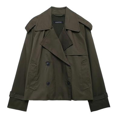 Женские куртки, осенний укороченный плащ для женщин, двубортная верхняя одежда, длинный рукав, демисезонная ветровка для женщин