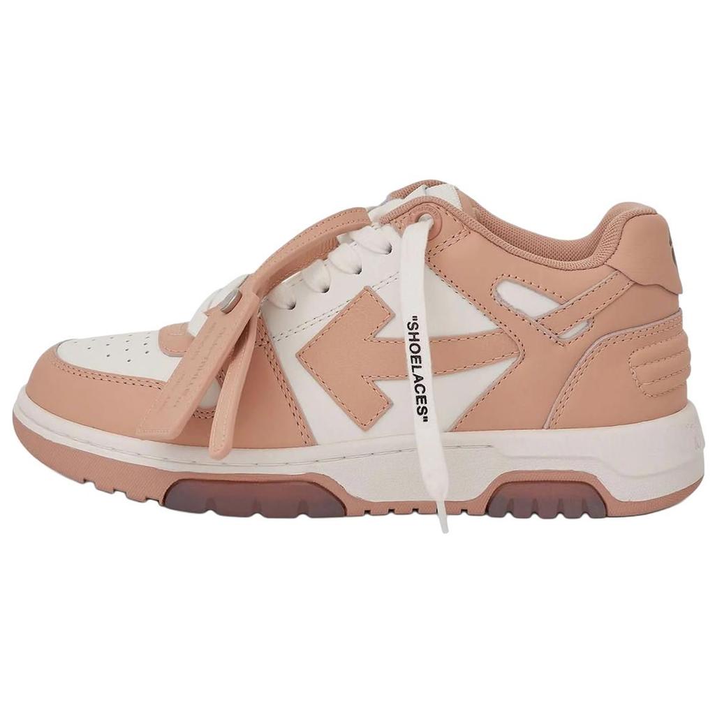 OFF WHITE Out Of Office 'OOO' Низкие кеды из телячьей кожи Светло-коричневые Женские OWIA259F22LEA0010134