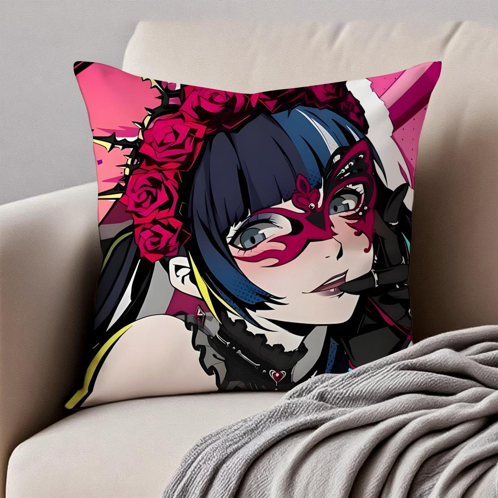 Стильная наволочка для подушки с иконками из аниме PERSONA5, пыленепроницаемая, с потайной молнией, короткий плюш, диванная подушка