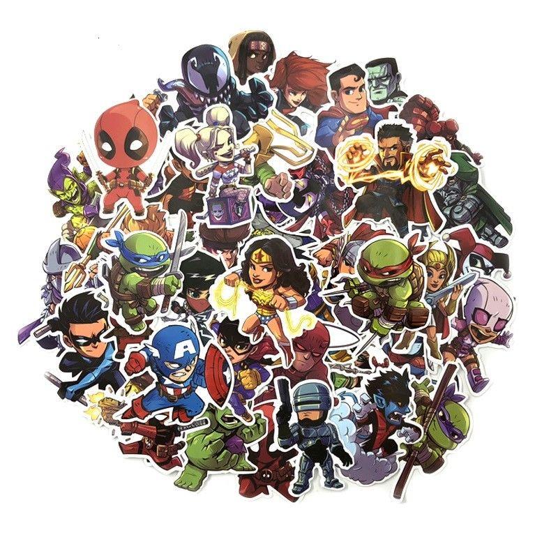 Chibi Pcs 50 Super Heroes Sticker Decals For Skateboard Luggage Laptop