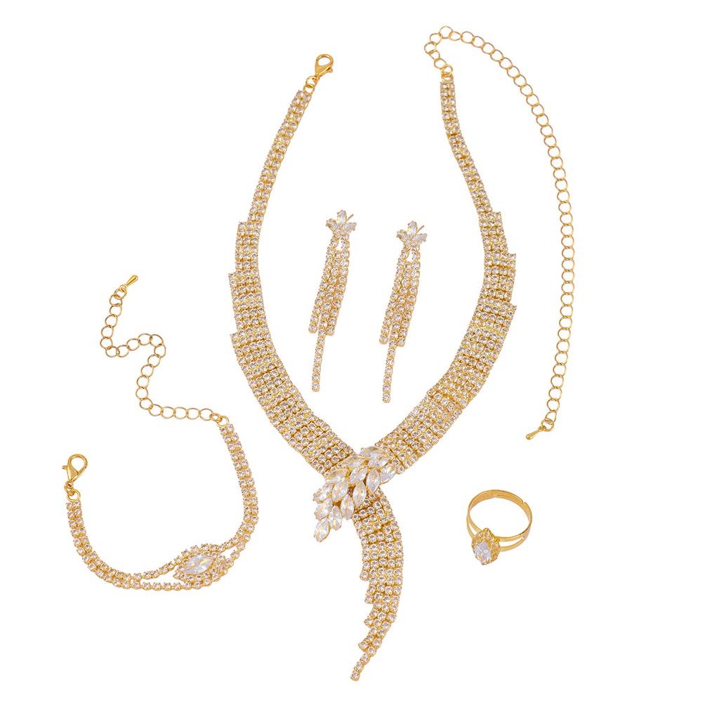 Осеннее Новое Платье Ужин Украшения, Изысканные Свадебные Стразы Цирконий Украшения Ожерелье Серьги Браслет Набор из Трех Предметов 2026