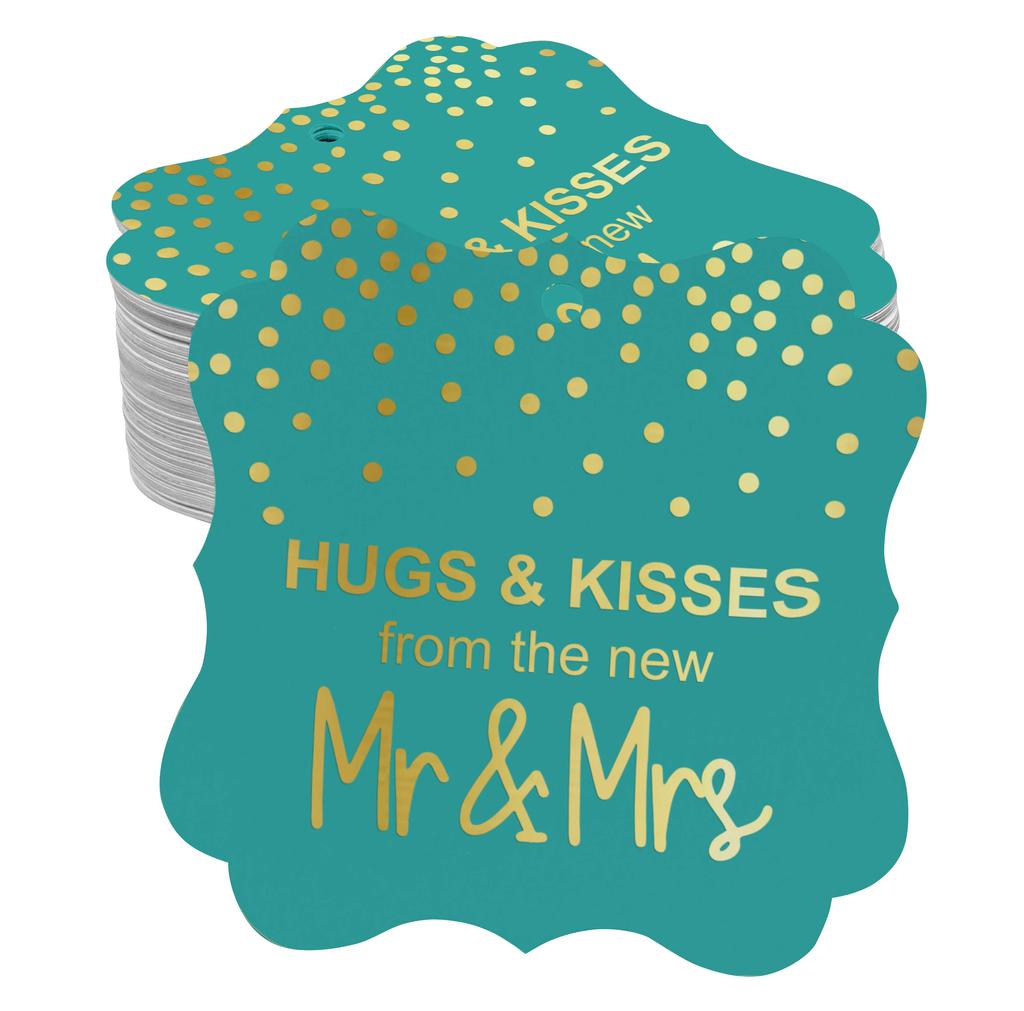 Inkdotpot Бирки для поцелуев и объятий с новой свадебной сувенирной скобой в форме подарочных бирок из настоящей золотой фольги для бонбоньерок