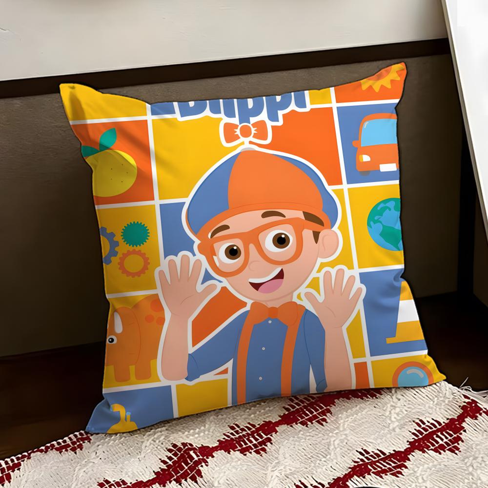 Anime BBlippi Cushion Cover Reversible Soft Durable Pillow Cover Home Car MultiScene Use for Daily Comfort