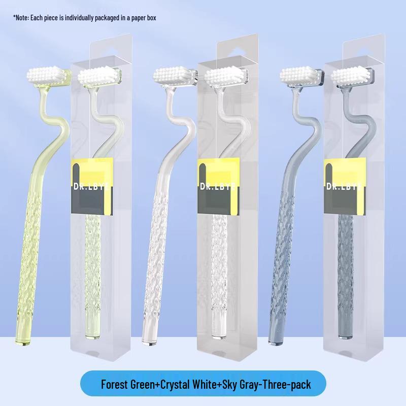 S-Shaped Toothbrush with Soft Bristles – Family Pack for Adults; Effective On Gums and Tongue, Ideal for Interdental Cleaning