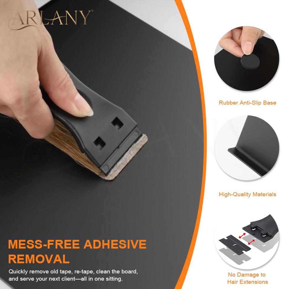 ARLANY Tape-in Hair Extension Removal Tool Kit Plastic Scraper Tape Remover Curved Acrylic Operation Board Adhesive Tape Removal