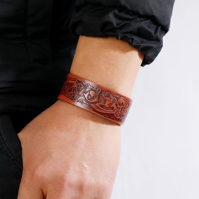Women' Chopped Leather Bracelet Red