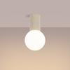 Spot Sufitowy Nowoczesny Beżowy Ryflowany Korpus Szklana Biała Kula Do Łazienki Przedpokoju 1Xg9 8W Ip44 Halo Sollux Lighting