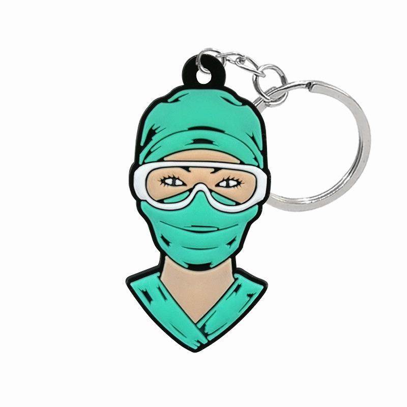 Medical Series Cartoon Animation PVC Keychain or Backpack Pendant with Customizable Logo.