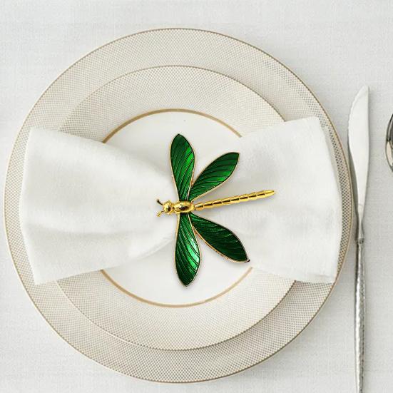 Кольцо для салфеток «Стрекоза», металлический держатель для салфеток «Весенняя зеленая стрекоза», кольцо для салфеток для сервировки стола, свадебных праздничных ужинов, украшений