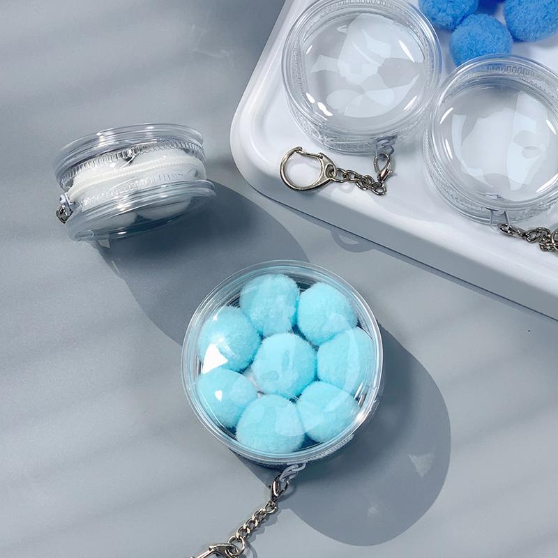 Круглая прозрачная сумка для значков, двусторонняя сумка для хранения значков с меховым помпоном, водонепроницаемый дисплейный чехол для значков, подвесная сумка