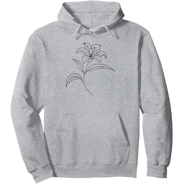 Line Art Lily Flowers Pullover Hoodie