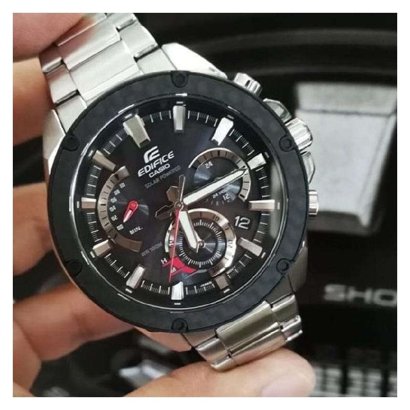 Casio Серия CASIO EDIFICE классический трехстрелочный кварцевый механизм на цепочке ремешок из нержавеющей стали японские и корейские часы мужские часы черный циферблат EQS-910D-1A