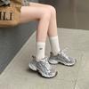 Корейская версия кроссовок «папины кроссовки» кожаные дышащие на платформе повседневные спортивные туфли женские 2025 осень новые универсальные легкие мягкая подошва тренд
