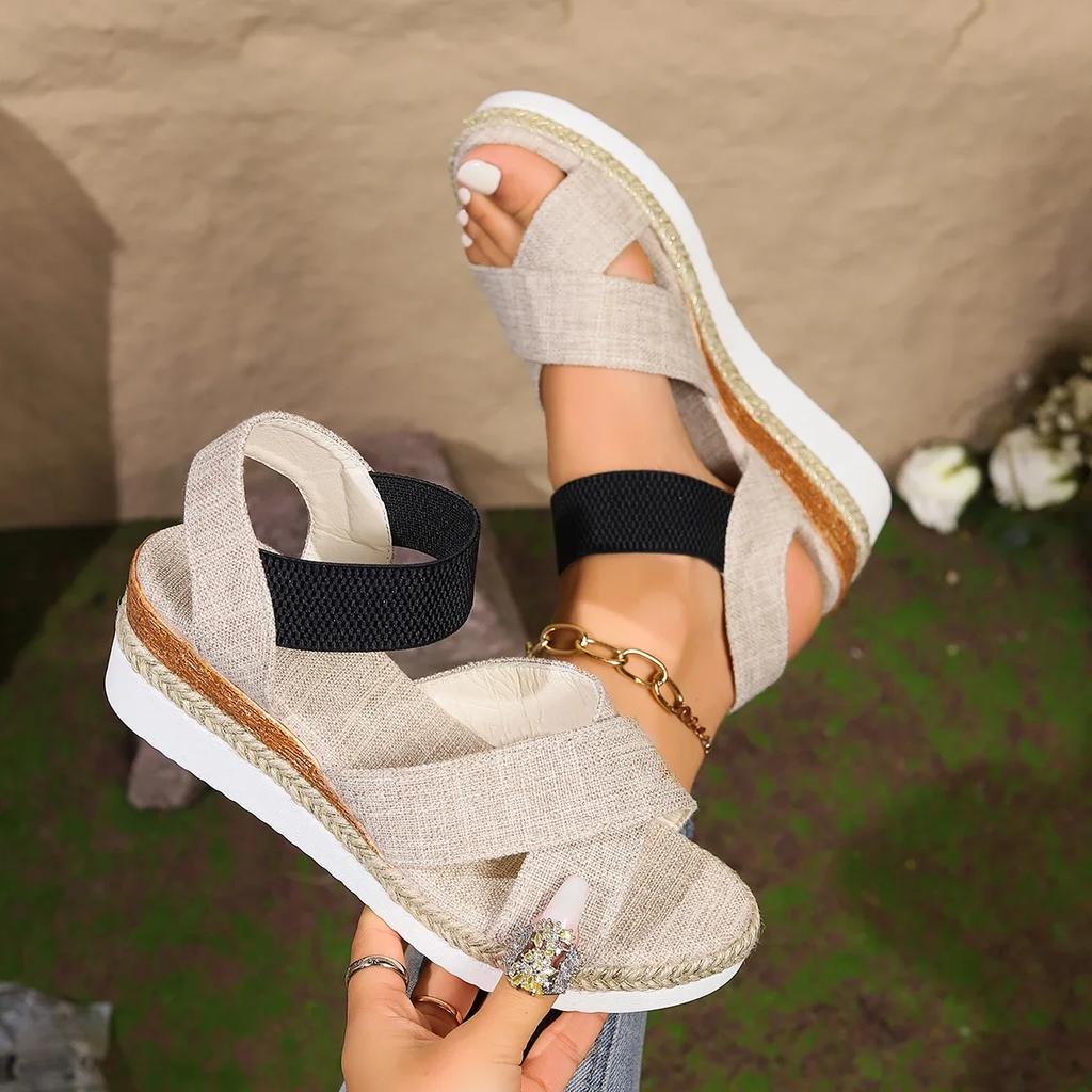 Обувь для женщин Новые босоножки на танкетке с пряжкой на щиколотке Женские летние сандалии-гладиаторы на платформе Дизайнерские сандалии для женщин Sandalias De Mujer