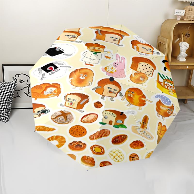 Bread Thief Print Automatic Umbrella, 8 Rib Iron Frame, Plastic Handle, Suitable for Outdoor Travel &Daily , Ideal Gift