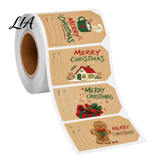 Envelope Sealing Stickers 180PCS/Roll Christmas Label Stickers, Self-Adhesive Retro Paper Tags with Blank Winter Holiday Writing Area, Decorative