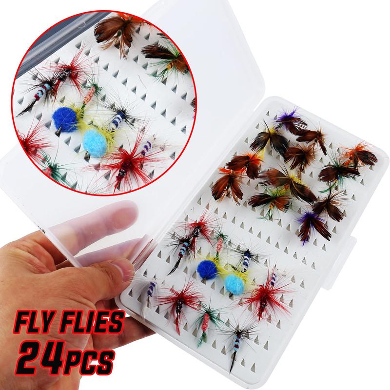 Приманки для рыбалки нахлыстом, 24 шт./кор., лососевые мухи, форель, сухая приманка для рыбалки нахлыстом, уличная пресноводная рыбалка нахлыстом