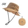 Camping Bucket Hat Foldable Quick-Dry Breathable Mesh Fisherman with Wide Brim Adjustable Windproof Rope Sun Protection Summer