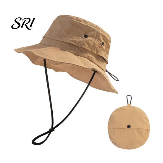 Camping Bucket Hat Foldable Quick-Dry Breathable Mesh Fisherman with Wide Brim Adjustable Windproof Rope Sun Protection Summer