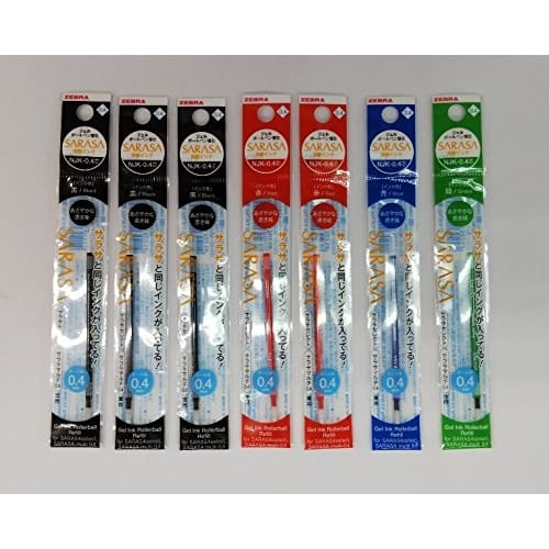 Zebra Gel Ballpoint Pen Refill 0.4mm 3 Black/2 Red/1 Blue/1 Green RNJK4-BK/R/BL/G 7 Pieces Set In 4 Colors