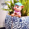 Fishing Pig Figurine Resin Mini Piglet Statue Cartoon Fisherman Pig Sculpture for Water Feature Garden Patio Pond Decor