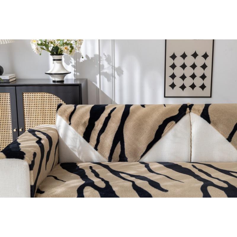 Подушка для дивана Light Luxury Zebra Pattern Кролик бархатная подушка для дивана утолщенный противоскользящий чехол для дивана Light Luxury High-end осенне-зимний стиль