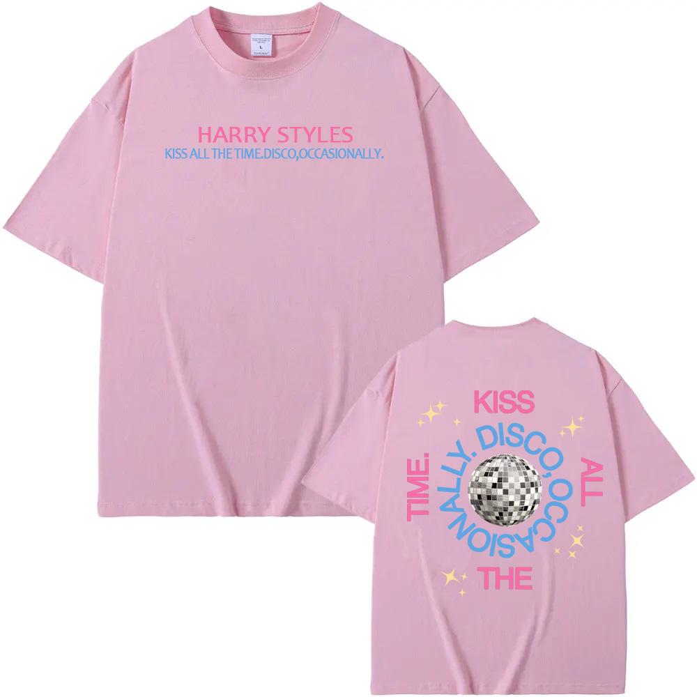 Новый альбом HarryStyle Футболка с принтом альбома Kiss All The Time Высококачественные футболки Летняя Харадзюку 100% хлопок Повседневная Футболки с круглым вырезом смешные Мужская женская одежда