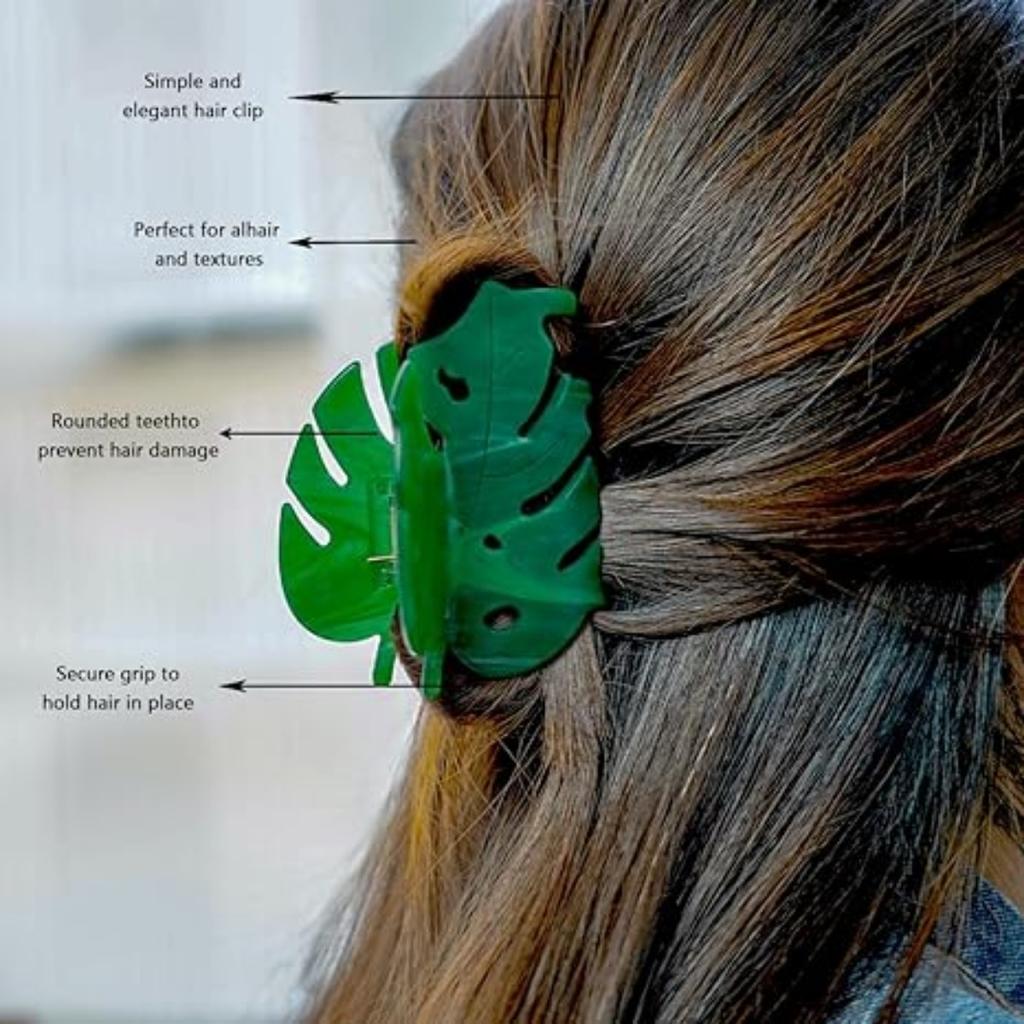 2 шт. Зеленые заколки для волос Monstera, заколки для волос из ацетата целлюлозы, маленькие заколки-коготь для девочки, аксессуары для волос