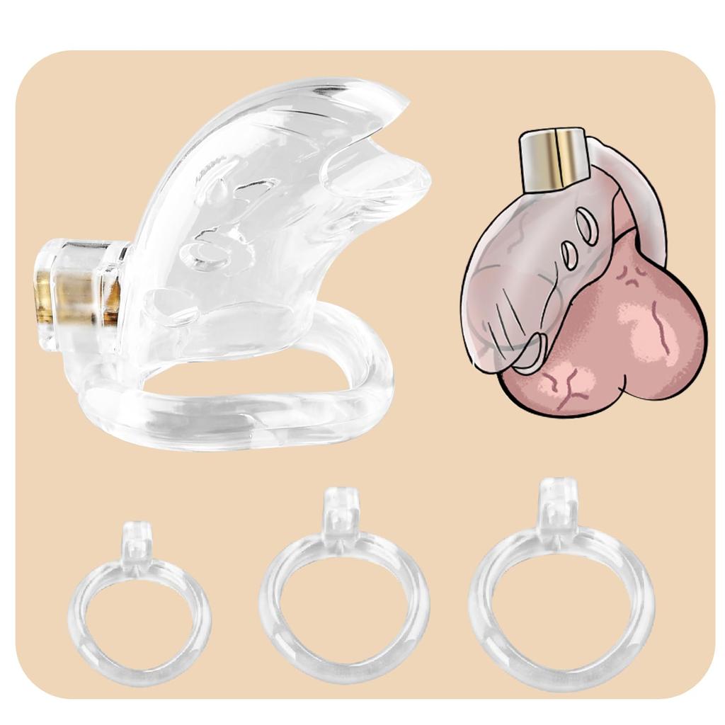 Hisecret Chastity Device Chastity Control for Men Adjustable Dimensions Ventilated Penis Cage 3 Cock Ring Set Male Chastity Control Penis Stimulation