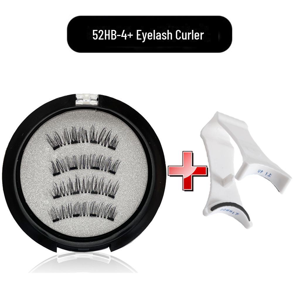 Набор магнитных ресниц без клея с щипцами для завивки: Европейский и американский стиль, толстый, натуральный, дизайн с четырьмя магнитами.