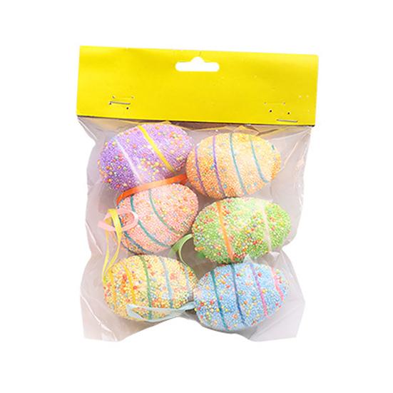 6Pcs/Set Hanging Decor Decorative Bright-colored Cute Attractive Beautiful Easter Egg Widget for Party