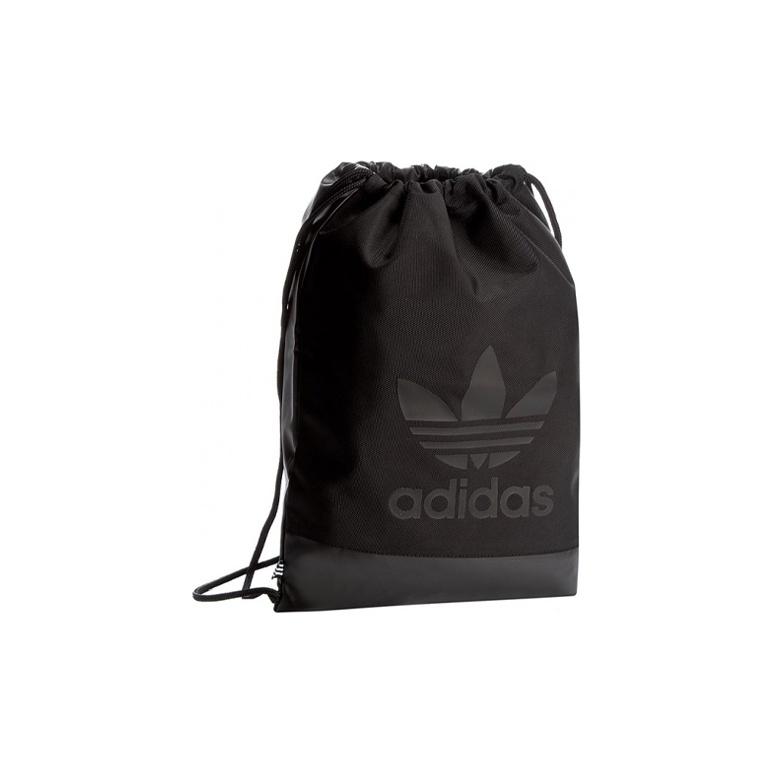 Adidas Originals Trefoil Large Logo Drawstring Sports Casual Backpack Men Backpack Black BK6752