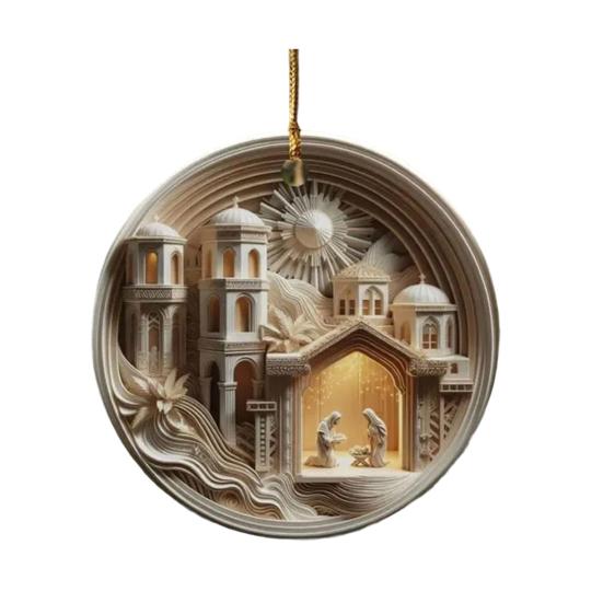 Акриловый кулон Рождественское украшение со шнурком Легко повесить Рождественский вертеп Подвеска