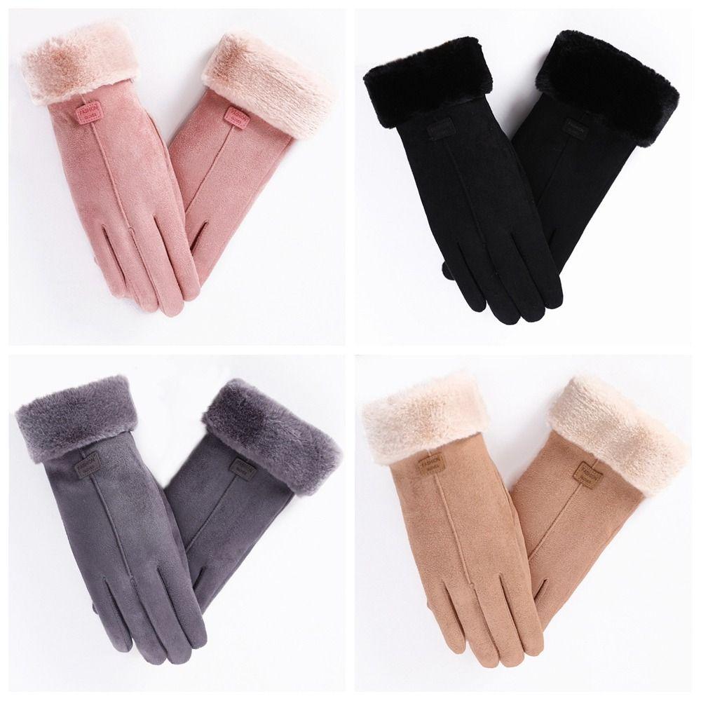 Full Fingers Mittens Soft Women Winter Gloves Fashion Suede Gloves Skiing