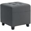 Living Room Footstool Ottoman, Linen-Look, Side Pocket, 35 X 35 X 35 Cm, Grey