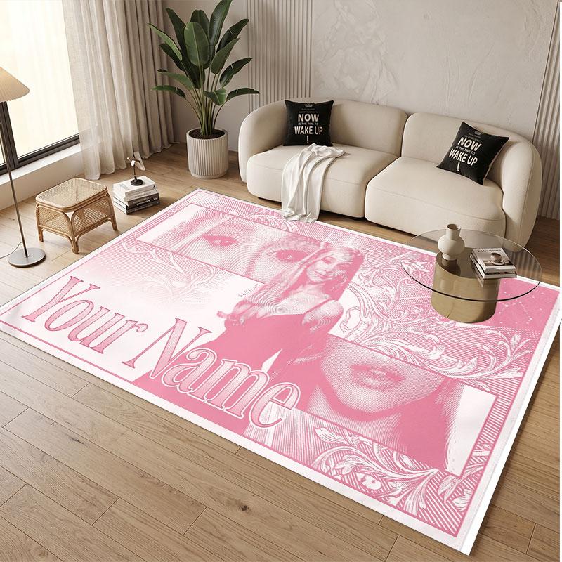 Custom Name Crystal Velvet Rug,Ariana Grande Comfortable Anti Slip Floor Mat For Room Decoration