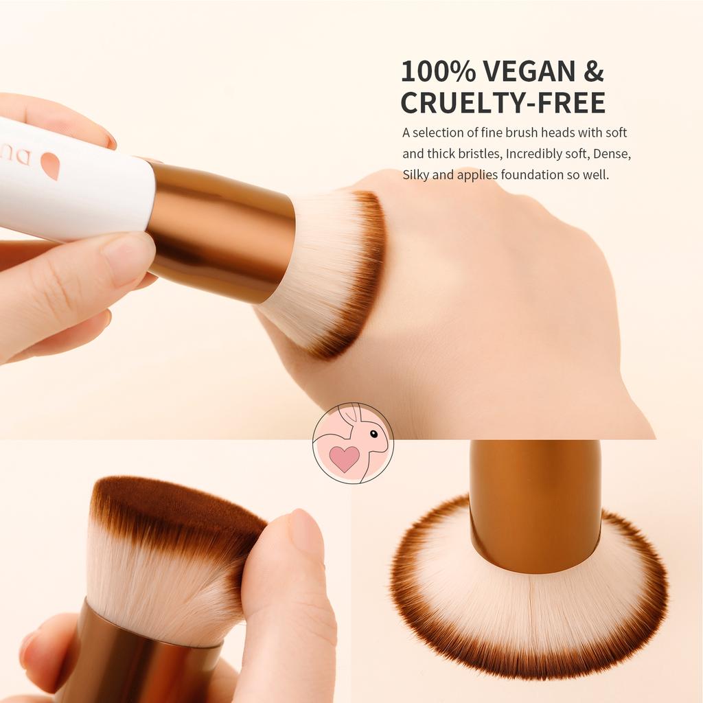 DUcare Foundation Brush 2pcs Flat Top Kabuki Self Tanner Brush Synthetic Makeup Brush Liquid Blending Mineral Powder Buffing Stippling Makeup Tools