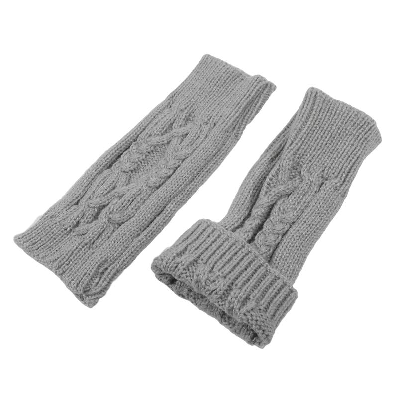 1 пара зимних вязаных перчаток без пальцев, теплые однотонные полуварежки, короткие вязаные варежки для женщин и мужчин