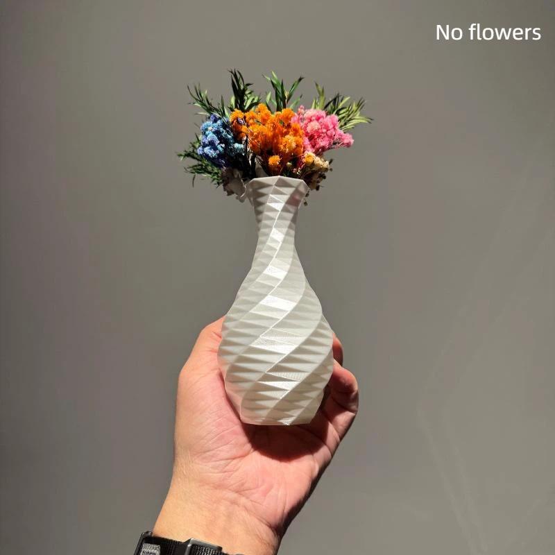 Цветочный горшок 3D-печать Декоративная ваза Белый цвет Настольное украшение Мини-вазы Простая спиральная ваза Офис