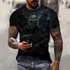 Vintage Skeleton Soldier 3d Print Men's T-shirts Summer  Casual Round Neck Short Sleeve T-shirts Fashion Oversized Tops