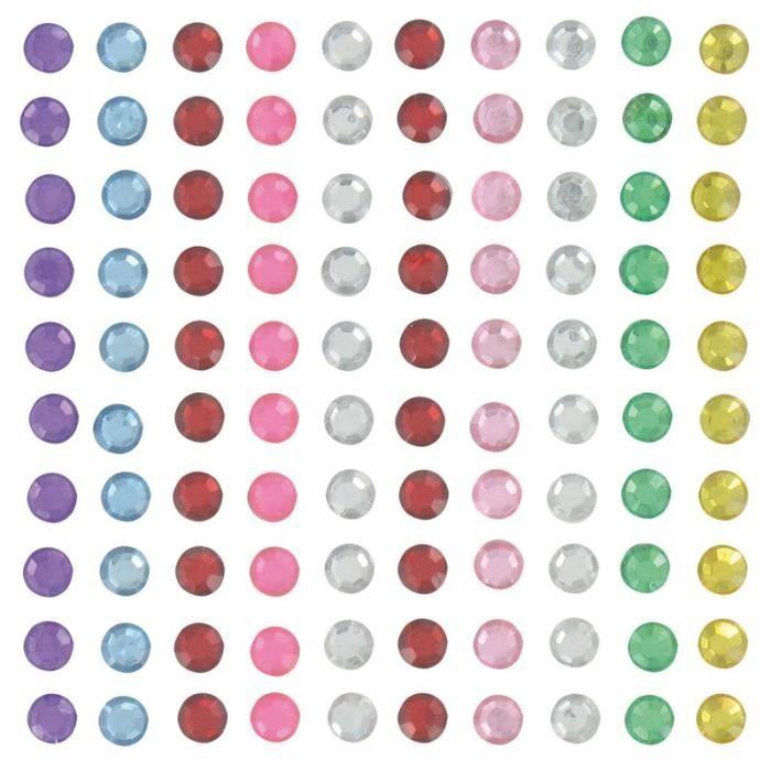 Strass ronds adhésifs multicolores qu100 6mm Multicolore