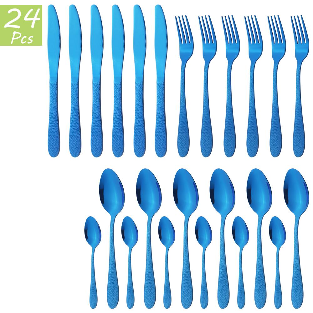 6People Gold Cutlery Set Knife Fork Tea Spoon Tableware High Quality Stainless Steel Dinnerware Home Kitchen Flatware Silverware