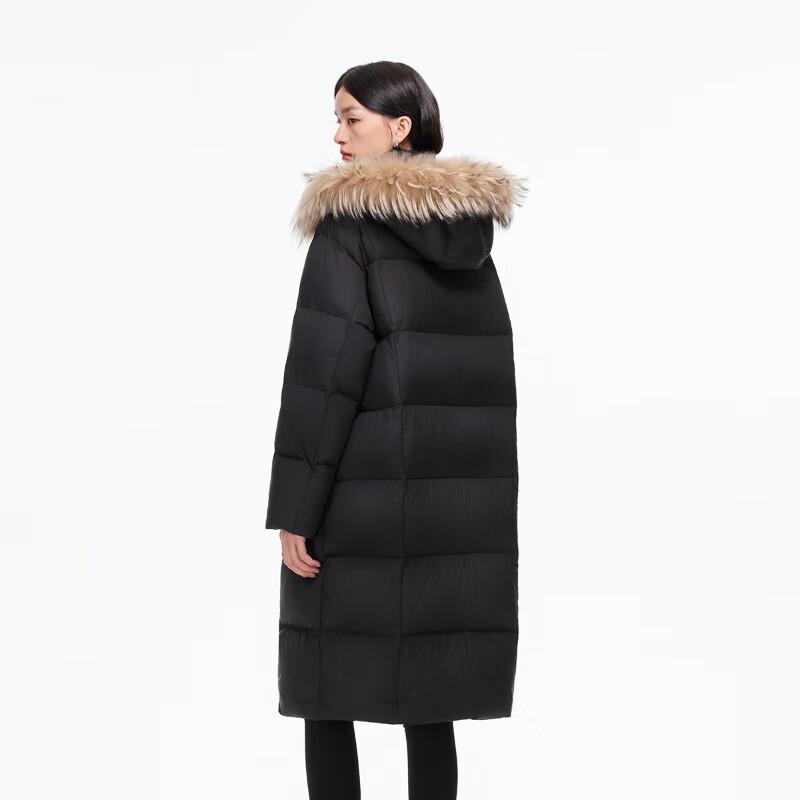 Veromoda Женская длинная куртка из гусиного пуха со съемным меховым воротником