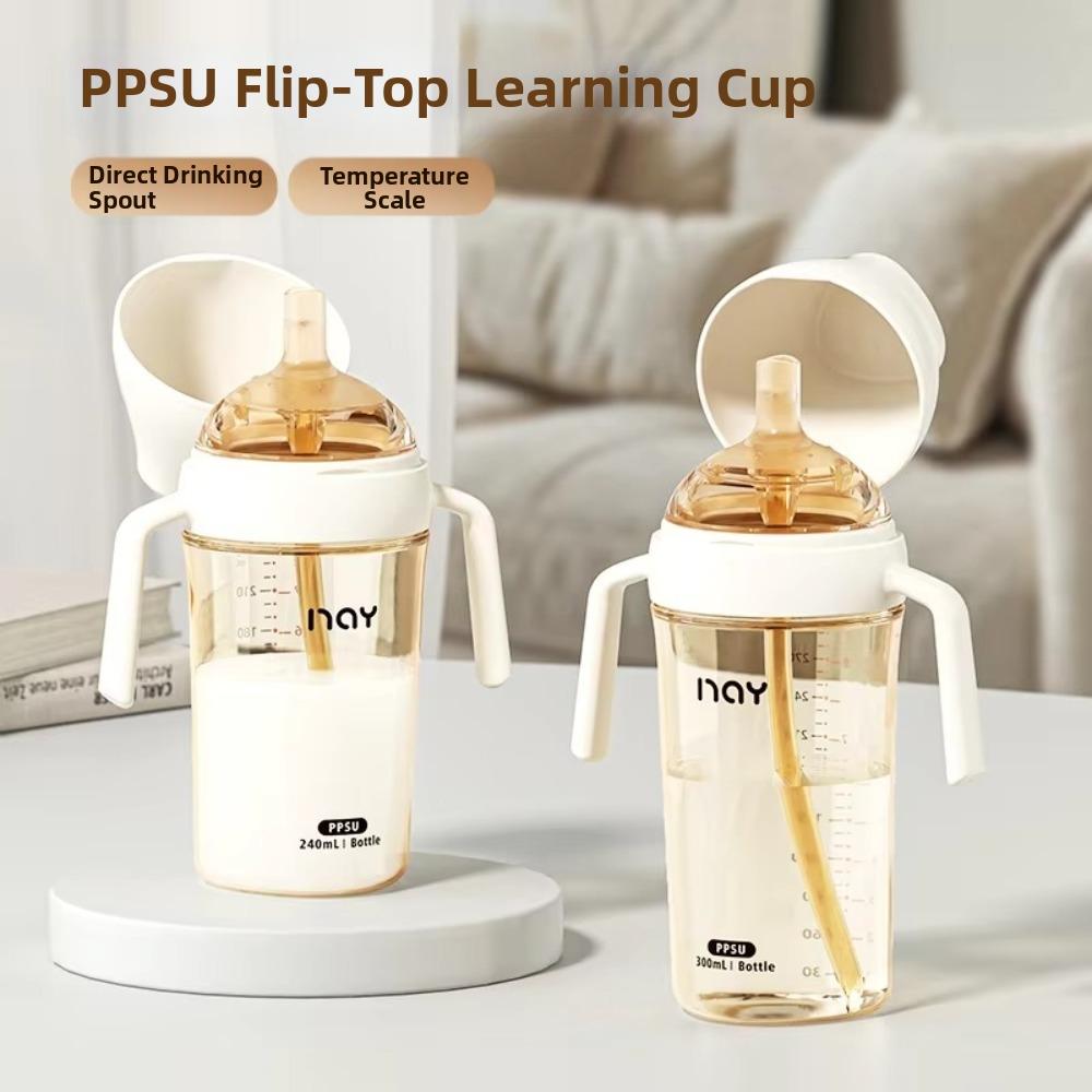 Three Level Flip Cover Automatic Milk Bottle Automatic Venting Straw Cup Bottle For Baby Feeding
