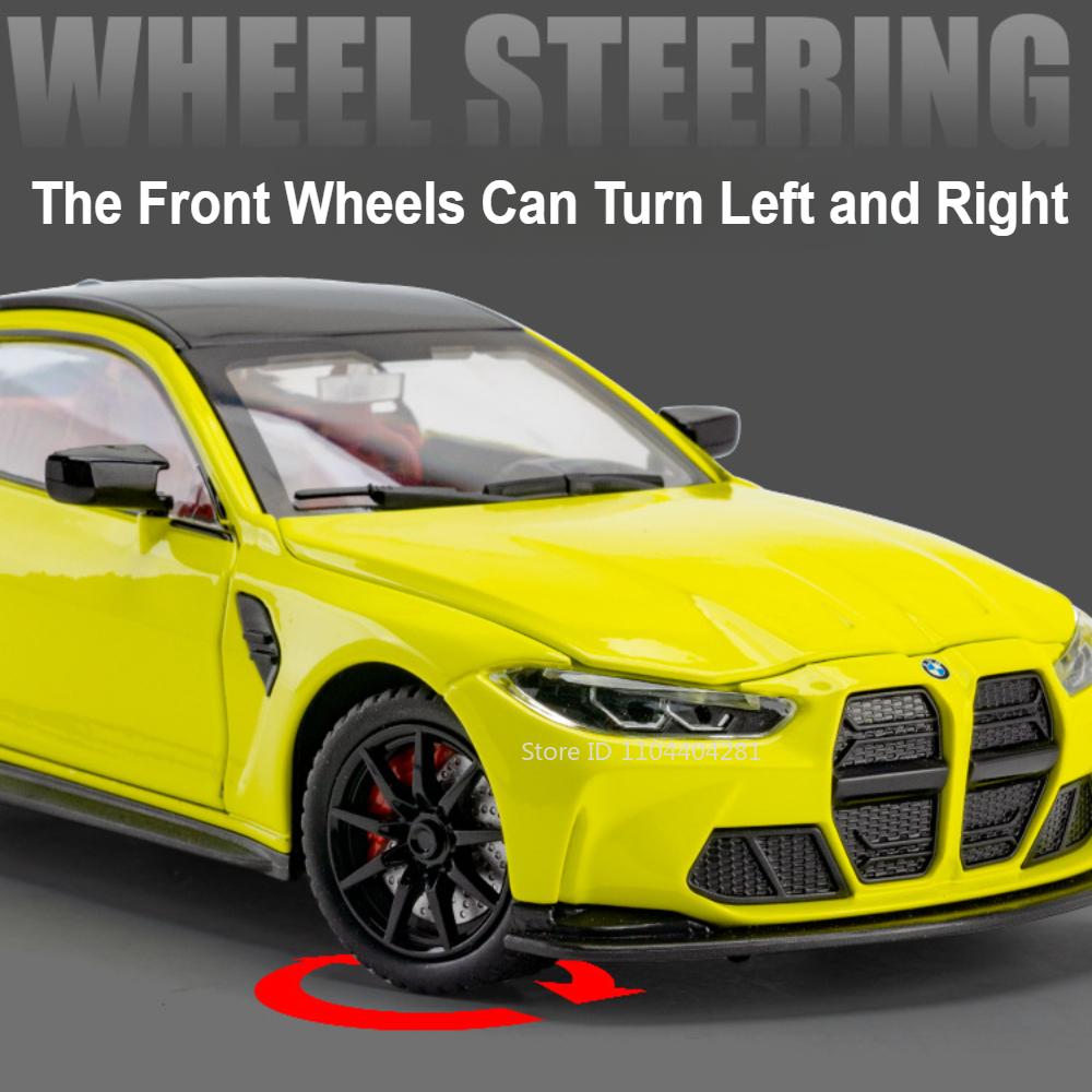 1:24 M4 M3 Миниатюрные Модели Игрушки Литой Сплав Машинка Со Звуком Светом Инерционная Открываются Двери Управление Передними Колесами Транспортные Средства Детский Подарок